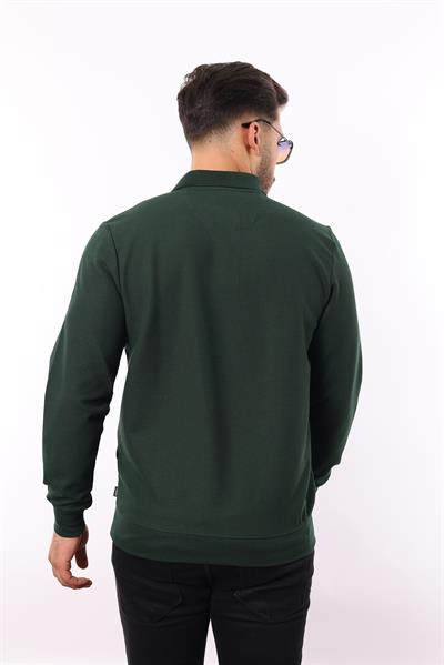 Waffle Dokuma Polo Yaka Sweatshirt – Pamuk Viskon Regular Fit Rugatchi Exclusive