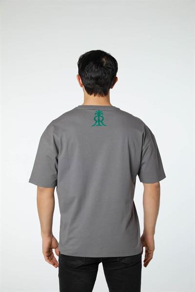 Baskılı Oversize Bisiklet Yaka T-Shirt