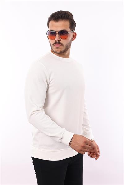 Waffle Dokuma Bisiklet Yaka Sweatshirt – Pamuk Viskon Regular Fit Rugatchi Exclusive