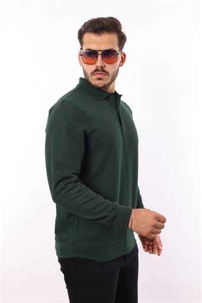 Waffle Dokuma Polo Yaka Sweatshirt – Pamuk Viskon Regular Fit Rugatchi Exclusive