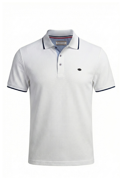 Erkek Waffle Dokulu Kontrast Çizgili Polo