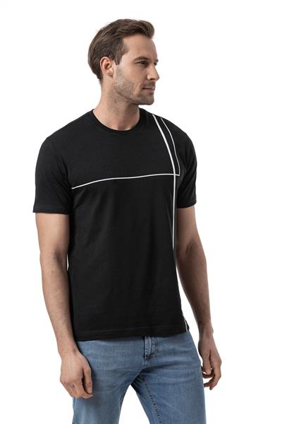 Baskılı Bisiklet Yaka T-Shirt