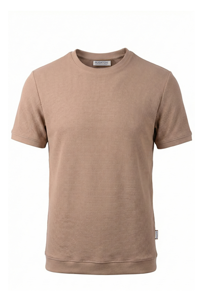 Erkek Waffle Dokulu Bisiklet Yaka Tişört