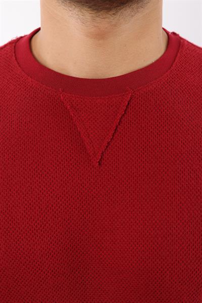 Petek Dokuma Jakarlı Bisiklet Yaka Sweatshirt – Pamuk Viskon Regular Fit Rugatchi Exclusive