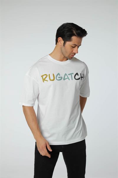Baskılı Oversize Bisiklet Yaka T-Shirt