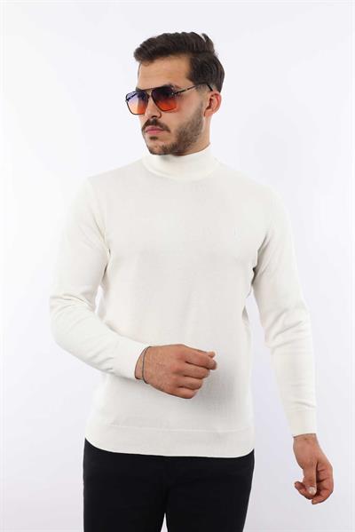 Erkek Yarım Balıkçı Yaka Triko Kazak — %100 Pamuk