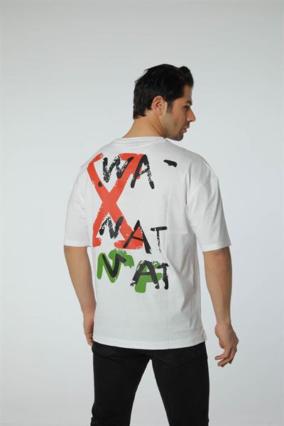 Baskılı Oversize Bisiklet Yaka T-Shirt