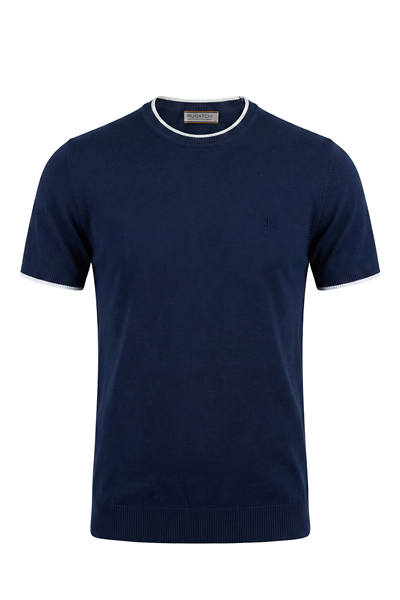 Erkek Nakış Detaylı Bisiklet Yaka Tişört