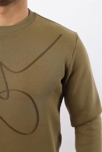 3 İplik Şardonlu Bisiklet Yaka Sweatshirt – Pamuk Viskon Regular Fit Rugatchi Exclusive