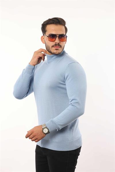 Erkek Yarım Balıkçı Yaka Triko Kazak — %100 Pamuk