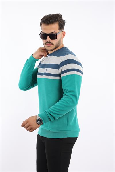 Rugatchi Panolu Selanik Sweatshirt – %100 Pamuk Bisiklet Yaka