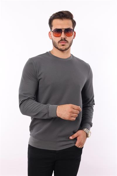 Waffle Dokuma Bisiklet Yaka Sweatshirt – Pamuk Viskon Regular Fit Rugatchi Exclusive