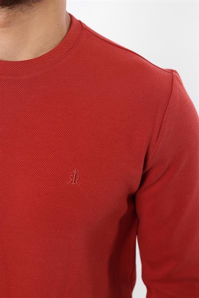 Diagonal Interlok Bisiklet Yaka Sweatshirt – Pamuk Viskon Regular Fit Rugatchi Exclusive