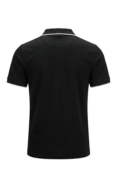 Erkek Waffle Dokulu Kontrast Çizgili Polo