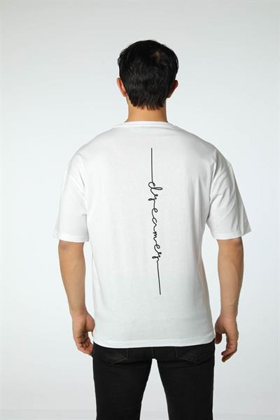 Baskılı Oversize Bisiklet Yaka T-Shirt