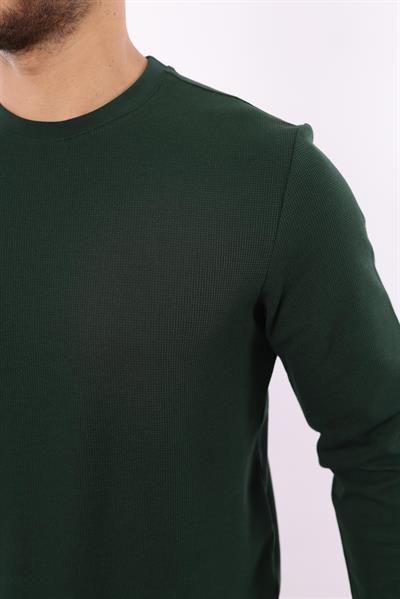 Waffle Dokuma Bisiklet Yaka Sweatshirt – Pamuk Viskon Regular Fit Rugatchi Exclusive