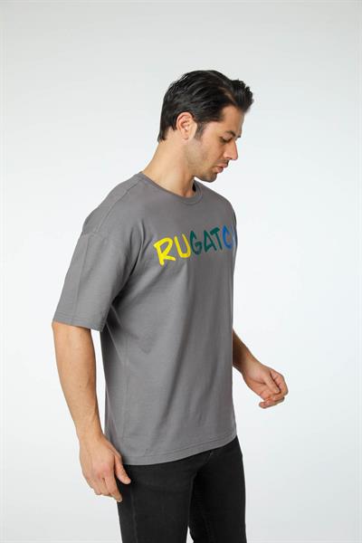 Baskılı Oversize Bisiklet Yaka T-Shirt