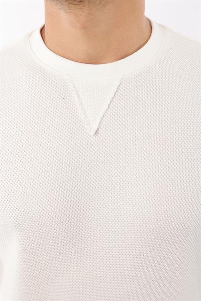 Petek Dokuma Jakarlı Bisiklet Yaka Sweatshirt – Pamuk Viskon Regular Fit Rugatchi Exclusive