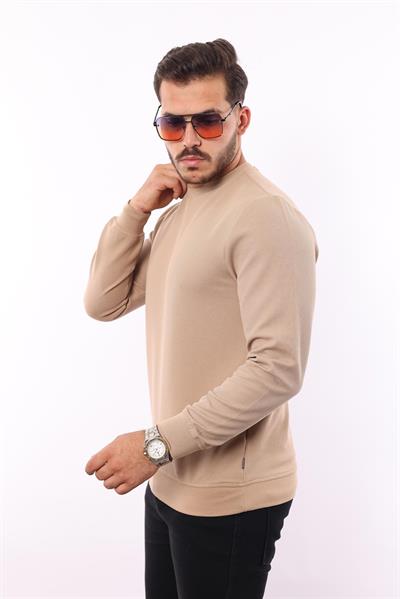 Waffle Dokuma Bisiklet Yaka Sweatshirt – Pamuk Viskon Regular Fit Rugatchi Exclusive