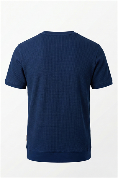 Erkek Waffle Dokulu Bisiklet Yaka Tişört