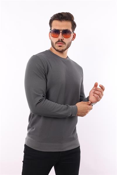 Waffle Dokuma Bisiklet Yaka Sweatshirt – Pamuk Viskon Regular Fit Rugatchi Exclusive