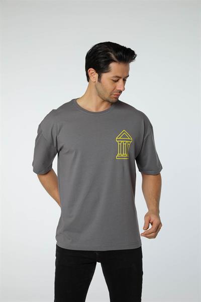 Baskılı Oversize Bisiklet Yaka T-Shirt