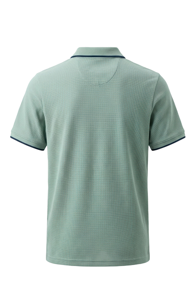 Erkek Waffle Dokulu Kontrast Çizgili Polo