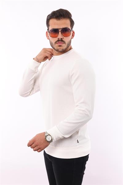 Waffle Dokuma Bisiklet Yaka Sweatshirt – Pamuk Viskon Regular Fit Rugatchi Exclusive