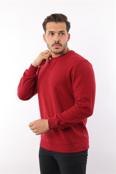 Petek Dokuma Jakarlı Bisiklet Yaka Sweatshirt – Pamuk Viskon Regular Fit Rugatchi Exclusive