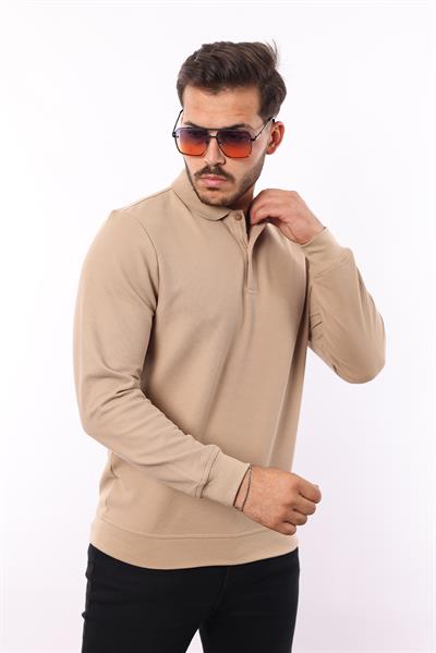 Waffle Dokuma Polo Yaka Sweatshirt – Pamuk Viskon Regular Fit Rugatchi Exclusive