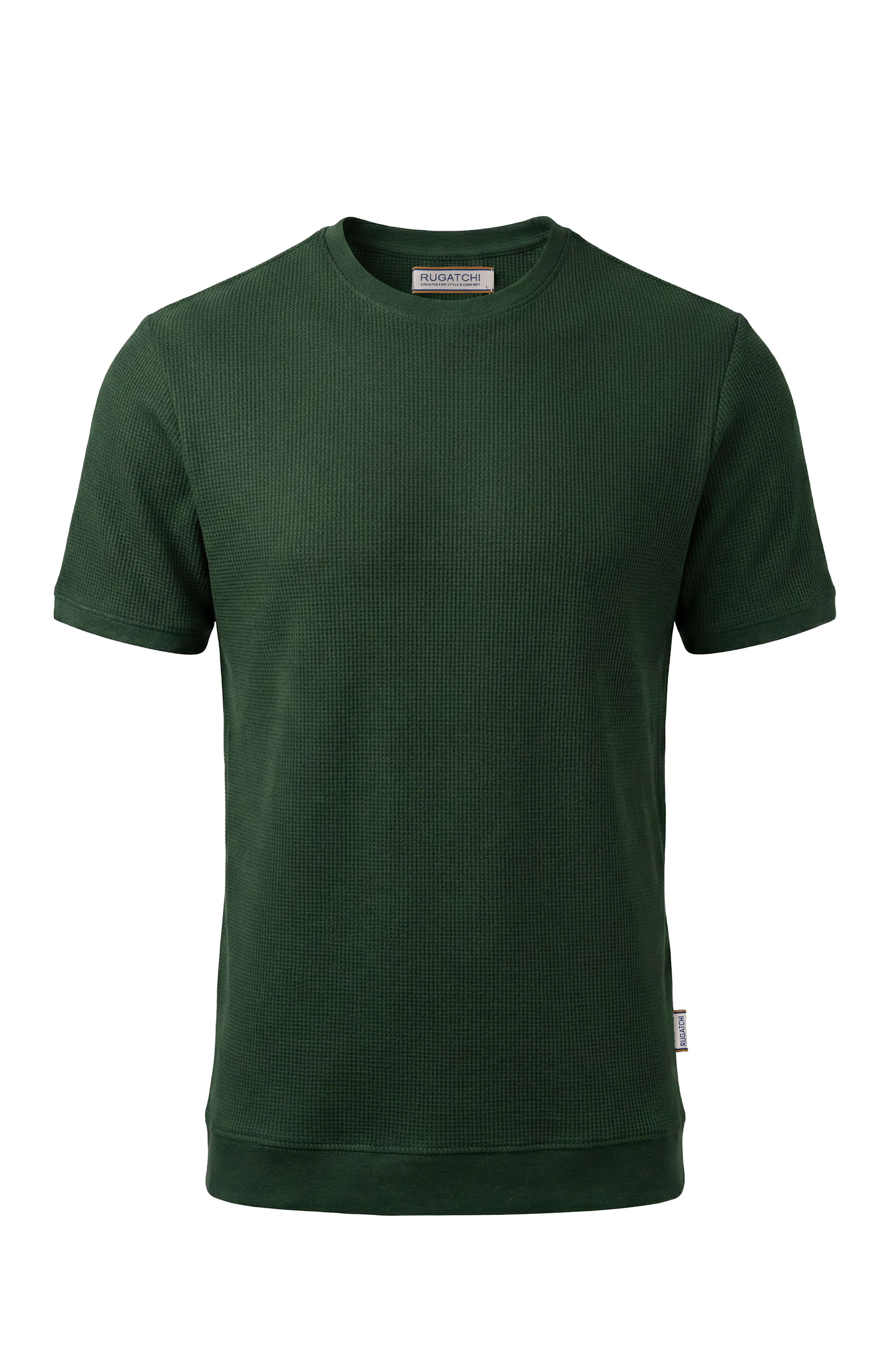 Erkek Waffle Dokulu Bisiklet Yaka Tişört