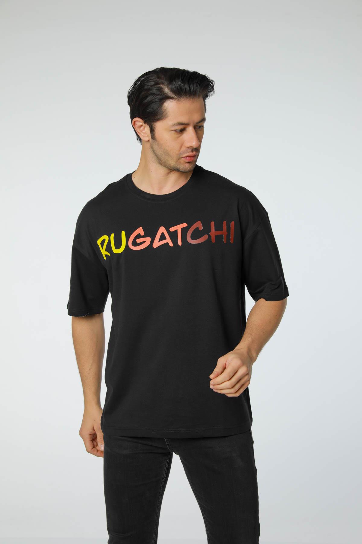 Baskılı Oversize Bisiklet Yaka T-Shirt