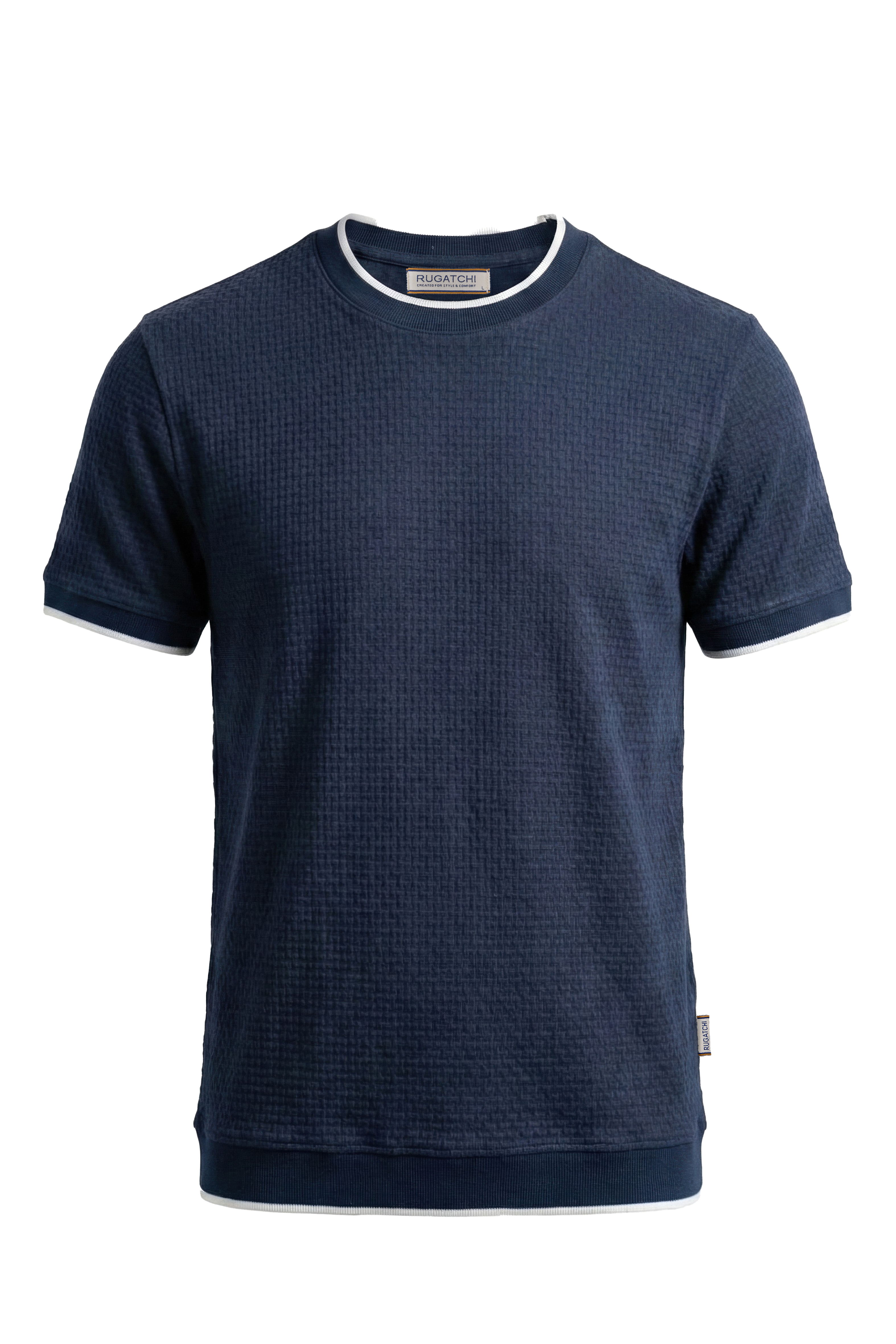 Erkek Triko Görünümlü Bisiklet Yaka Tişört