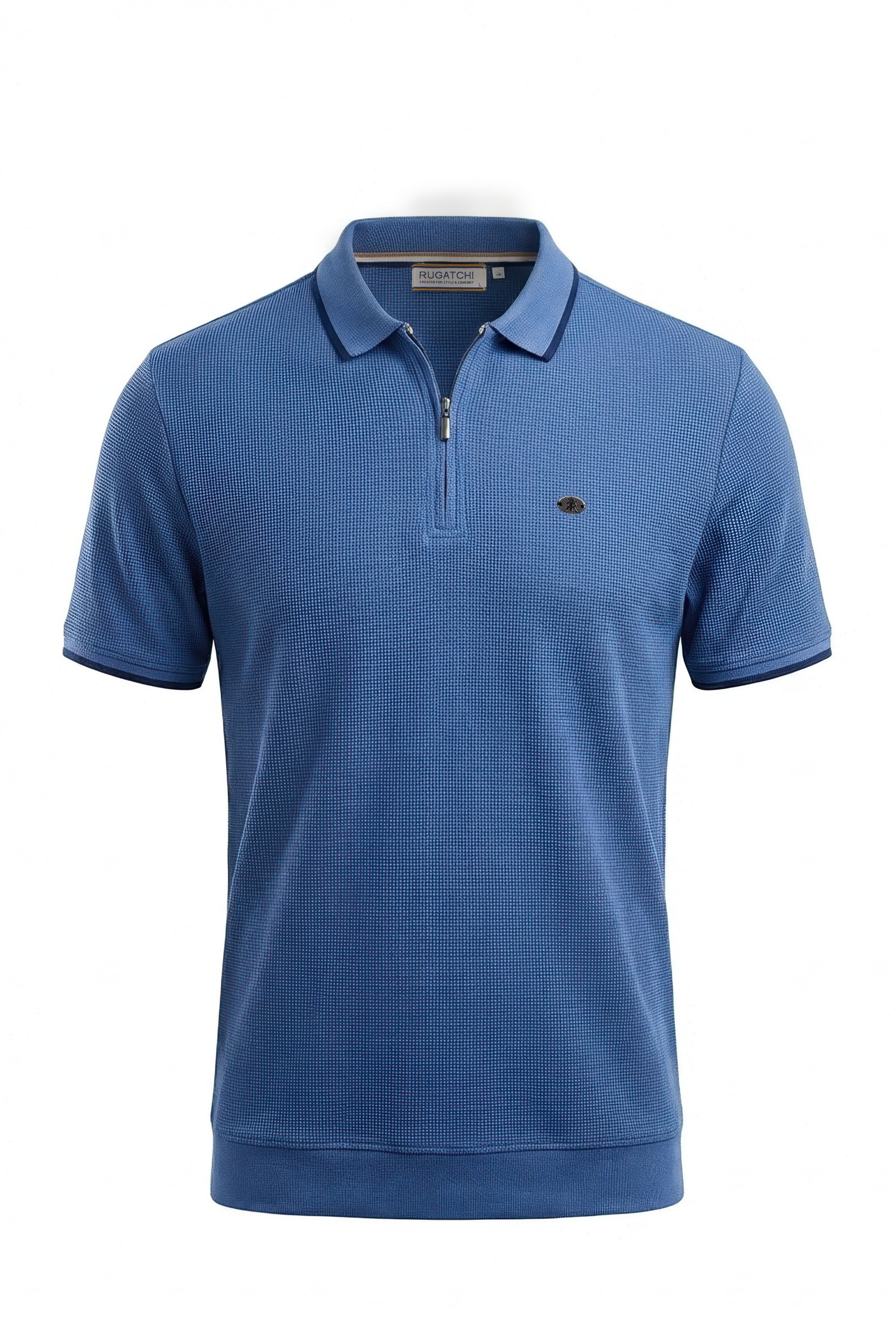 Erkek Waffle Dokulu Fermuarlı Spor Polo