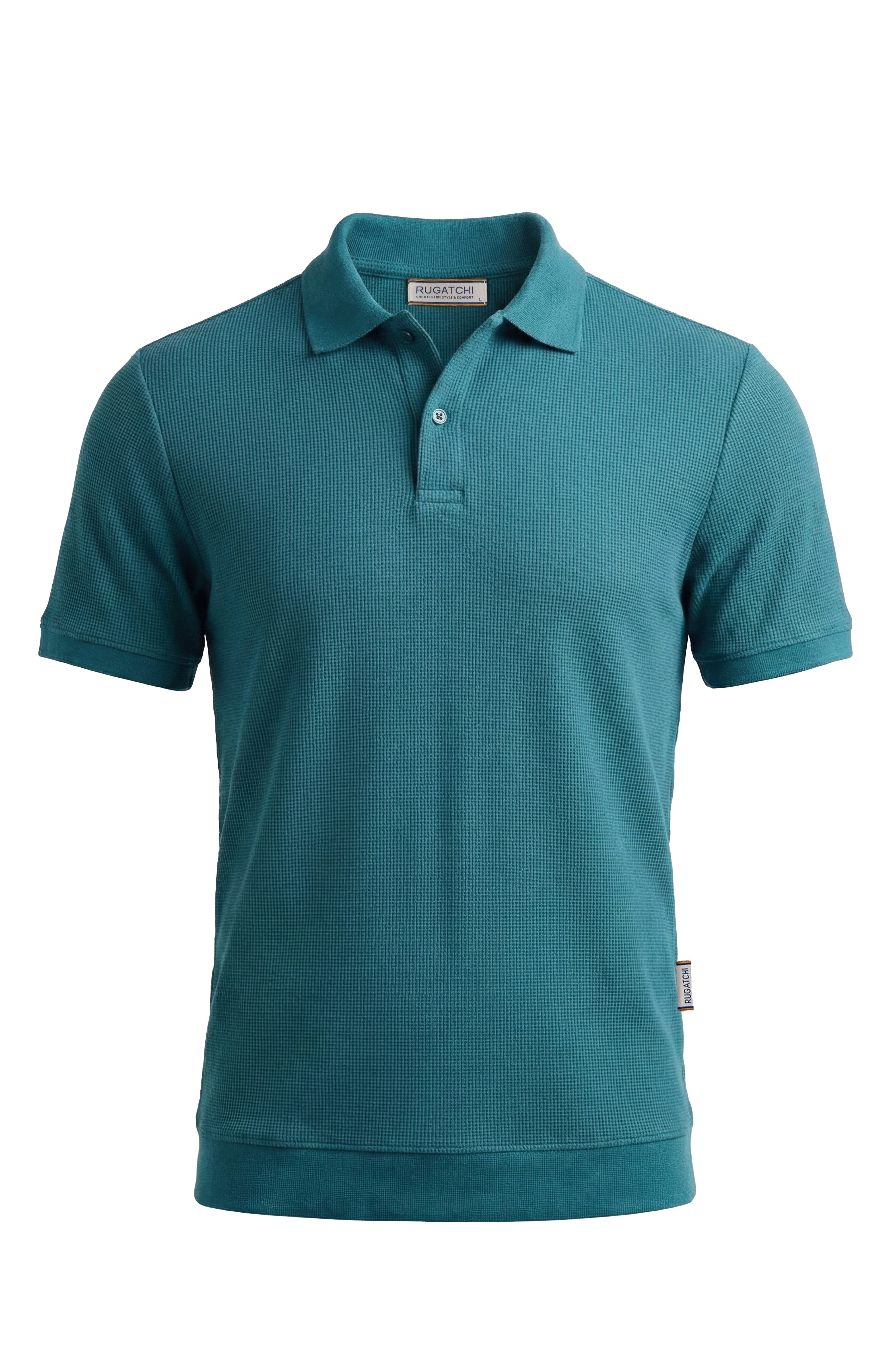 Erkek Waffle Dokulu Esnek Polo Tişört