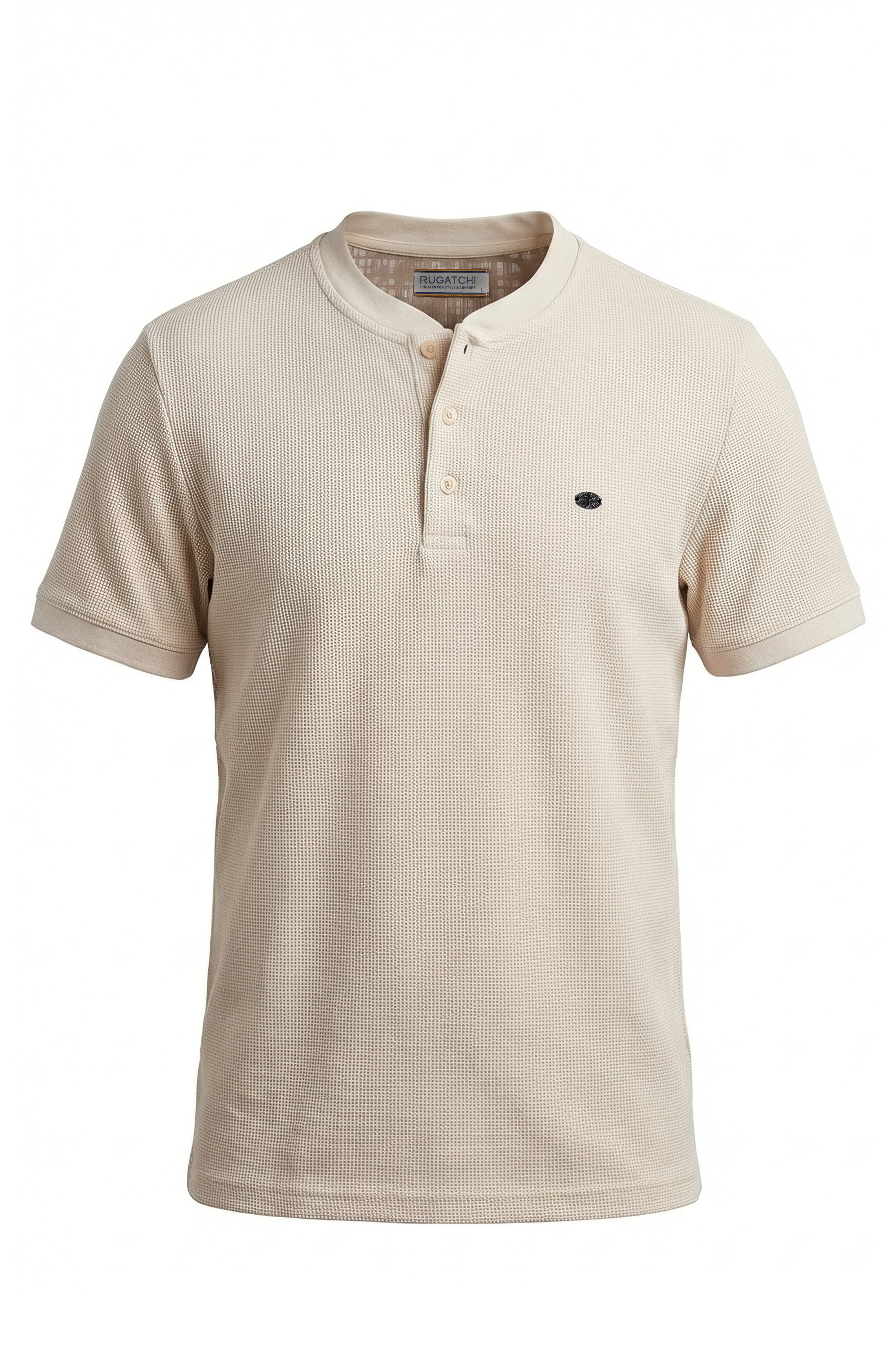 Erkek Waffle Dokulu Kolej Yaka Tişört