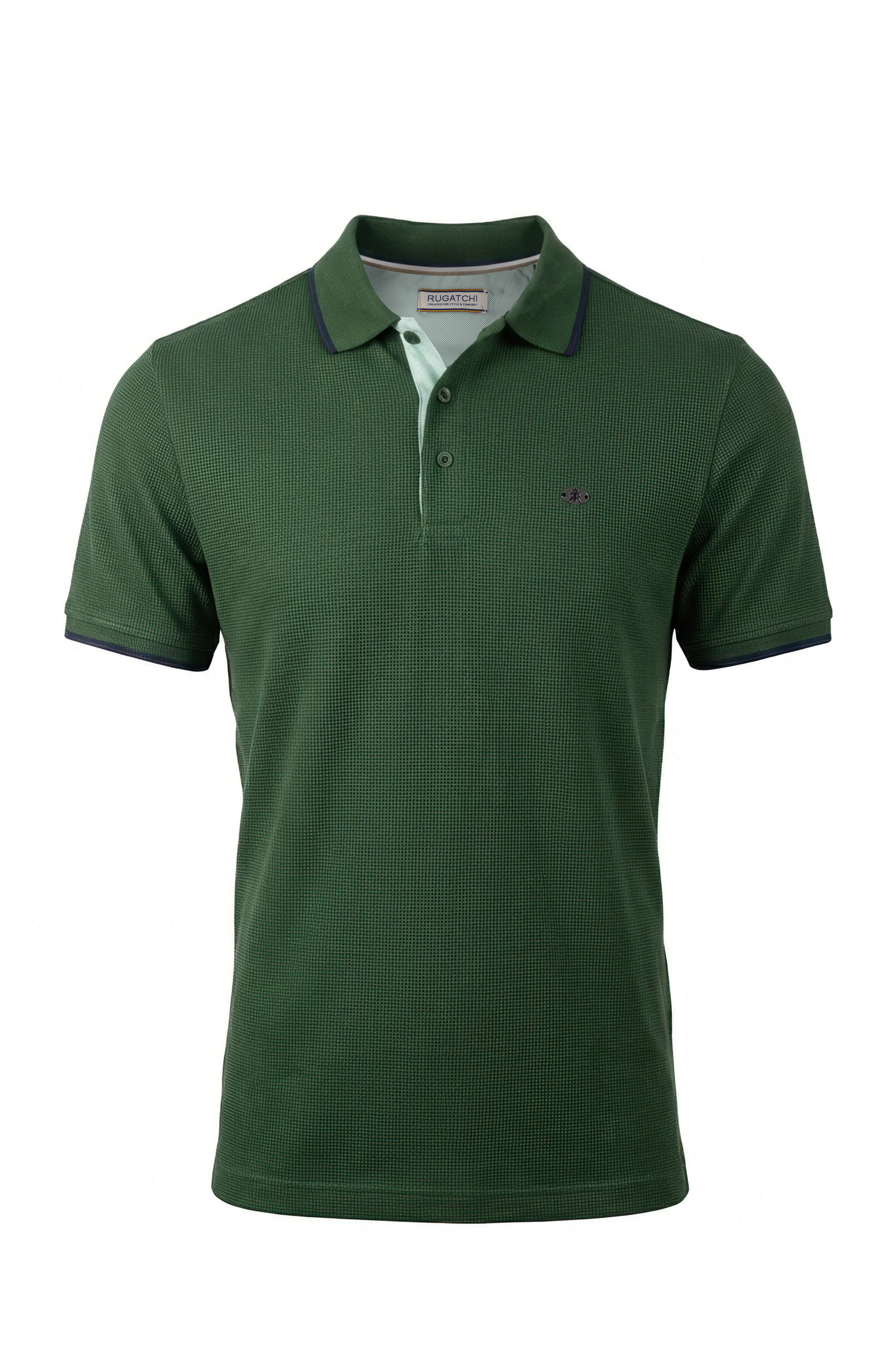 Erkek Waffle Dokulu Kontrast Çizgili Polo