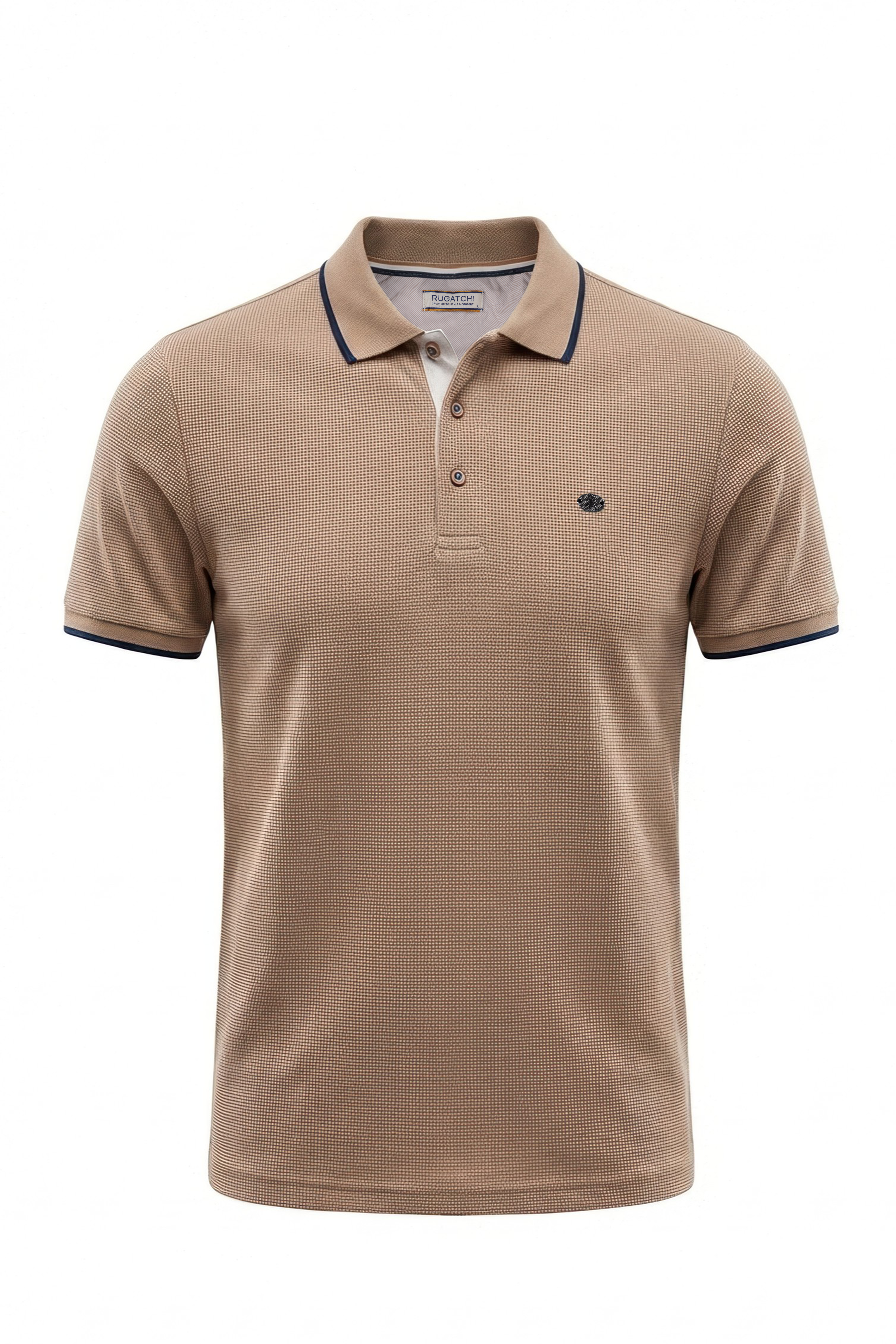 Erkek Waffle Dokulu Kontrast Çizgili Polo