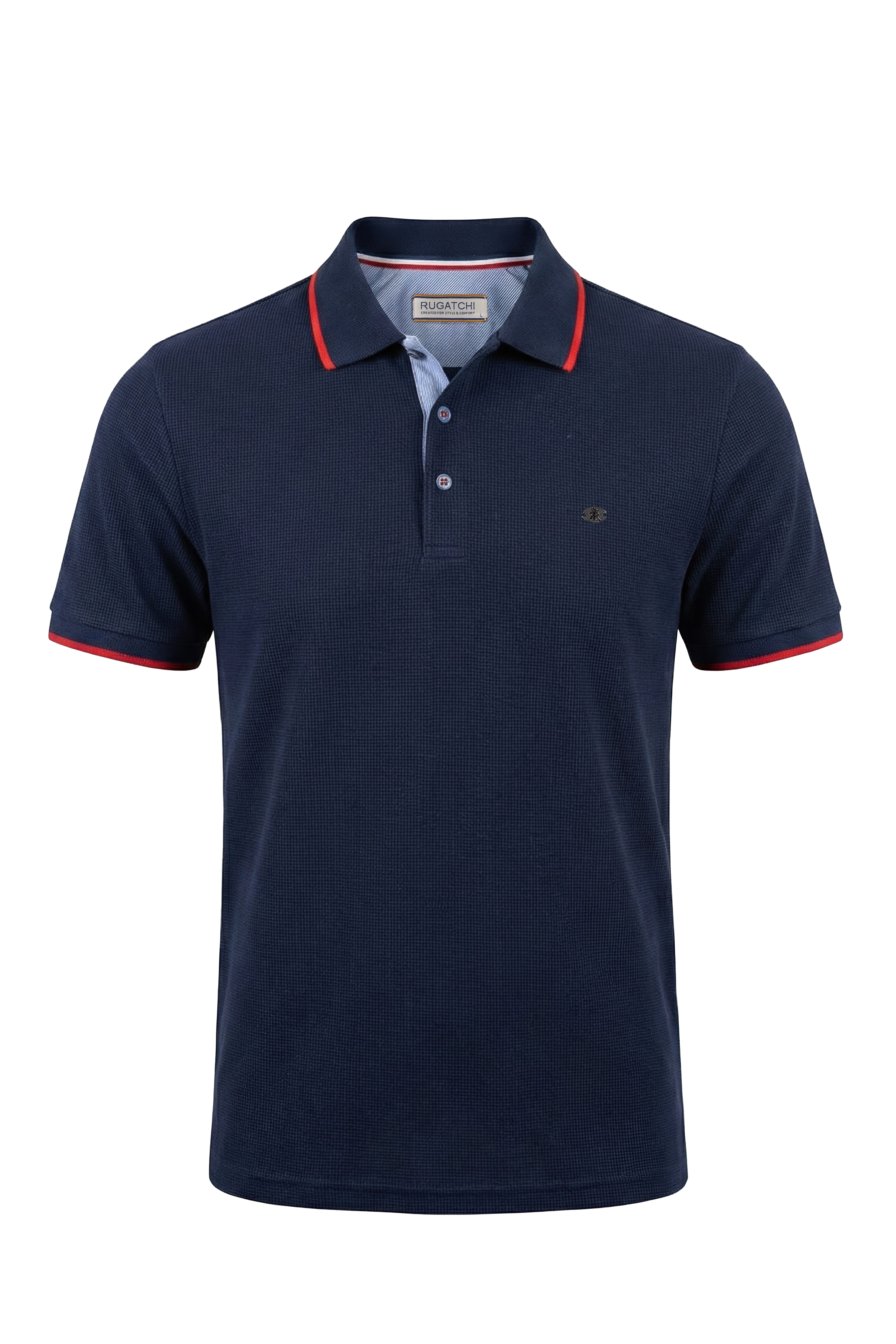 Erkek Waffle Dokulu Kontrast Çizgili Polo