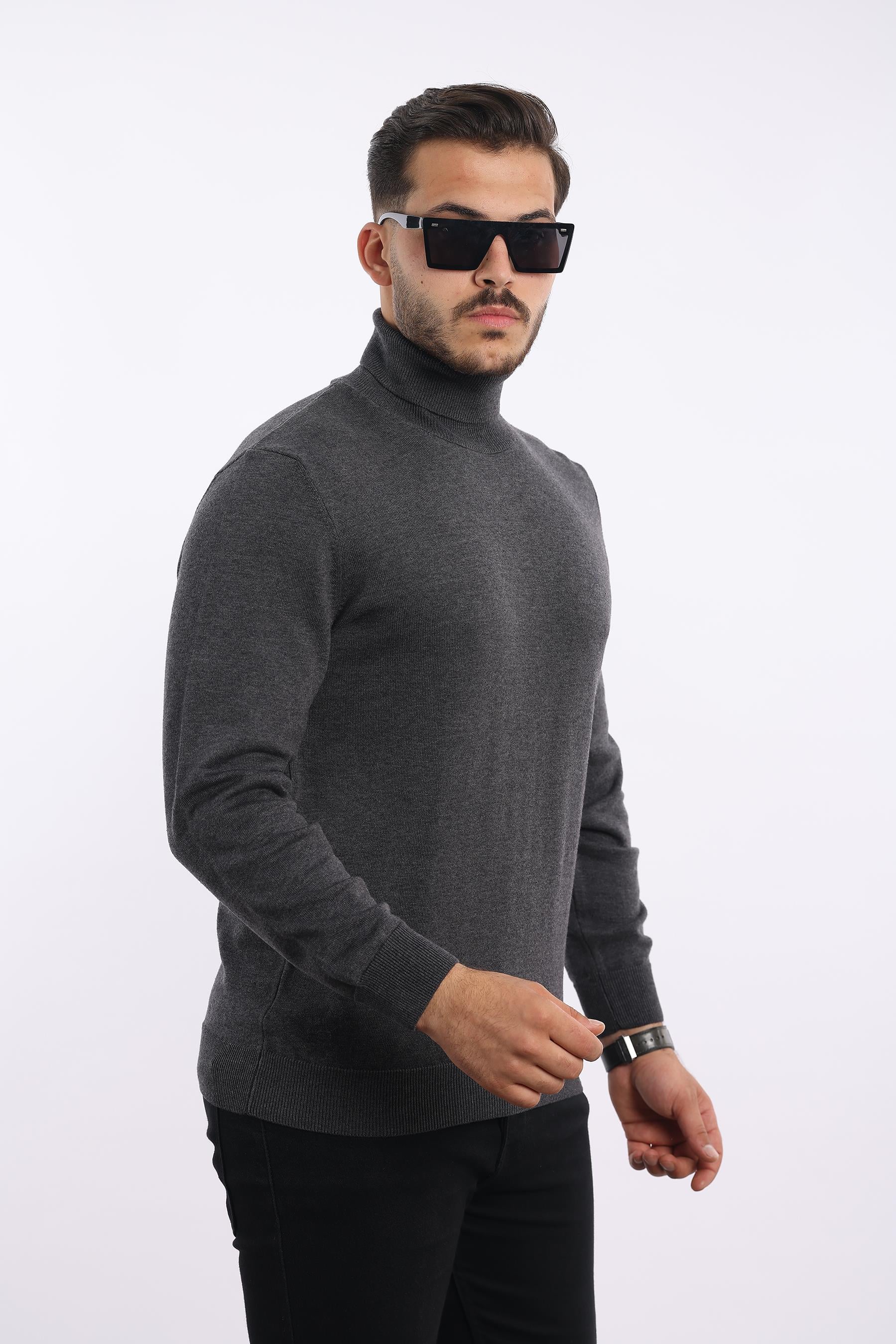 Erkek Balıkçı Yaka Triko Kazak — %100 Pamuk, Klasik