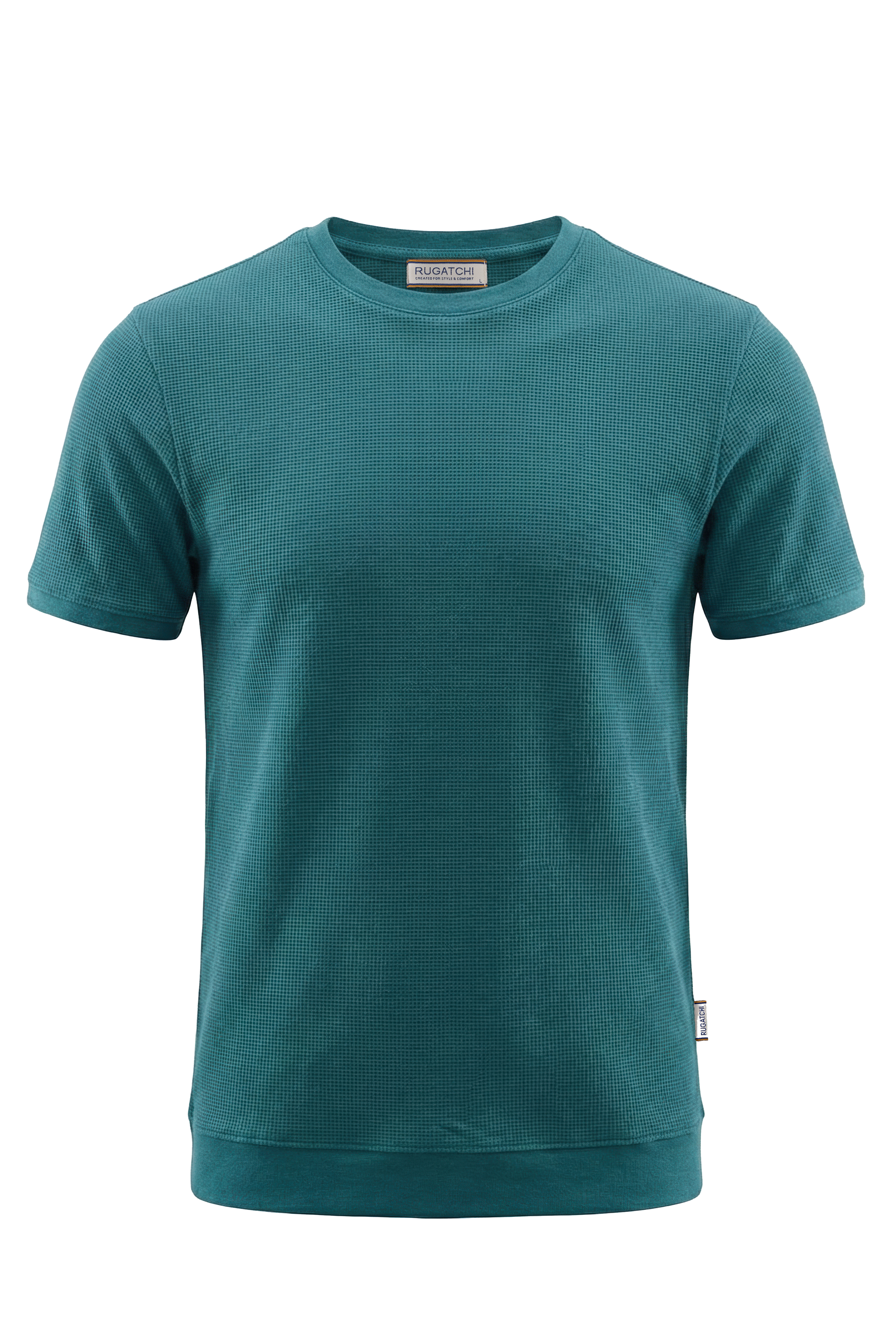 Erkek Waffle Dokulu Bisiklet Yaka Tişört