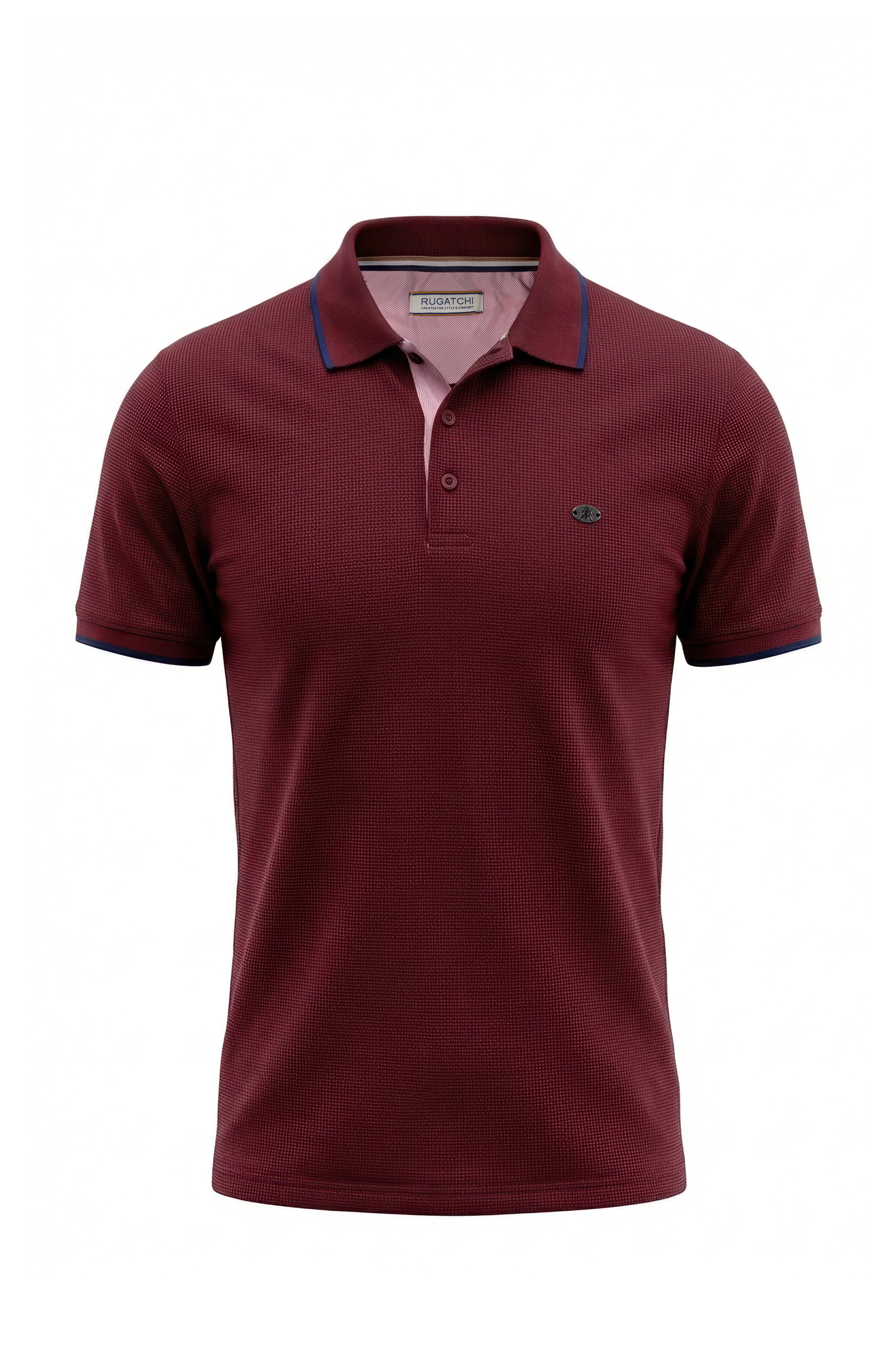 Erkek Waffle Dokulu Kontrast Çizgili Polo