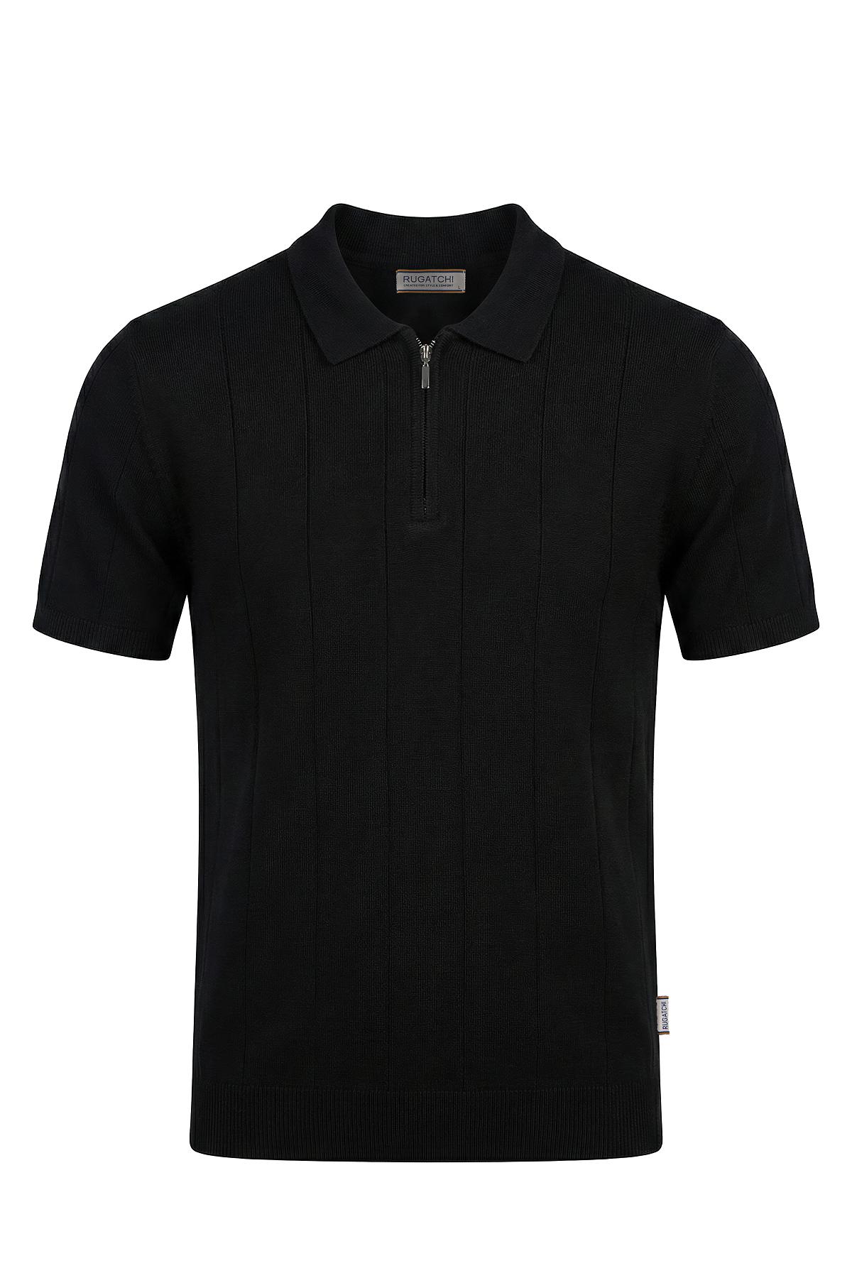 Erkek Penye Fermuarlı Yaka Tişört - Modern Fit