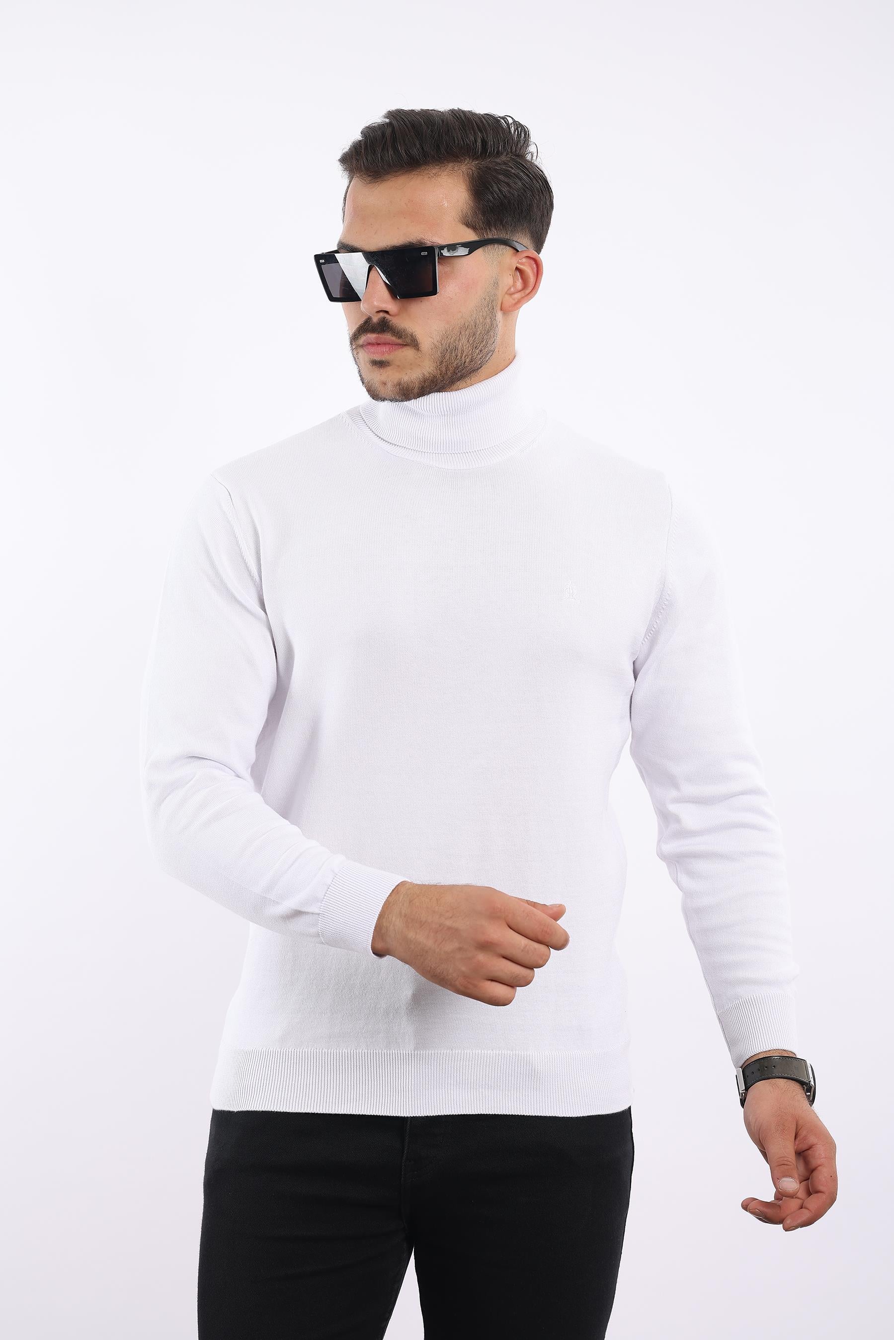 Erkek Balıkçı Yaka Triko Kazak — %100 Pamuk, Klasik