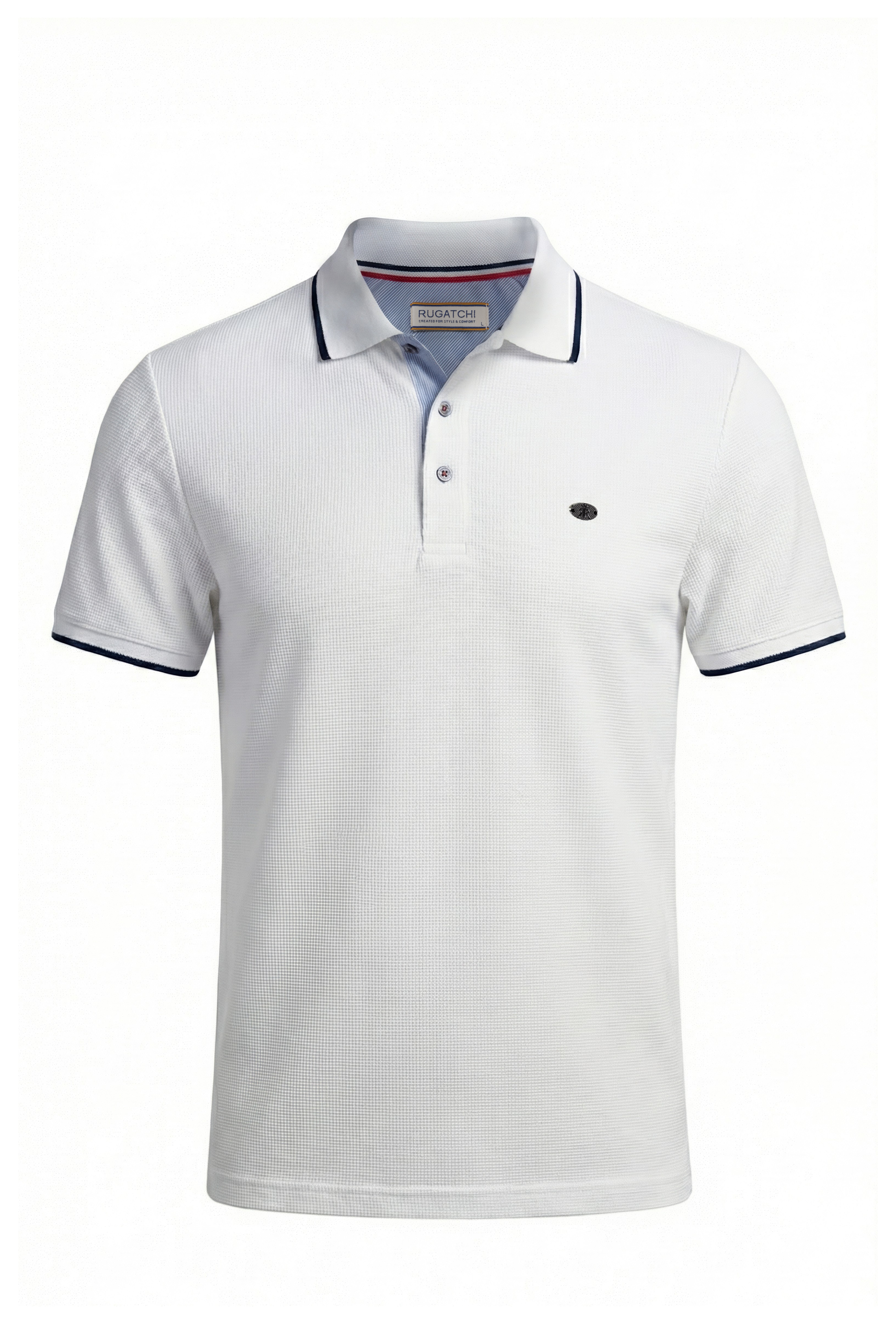 Erkek Waffle Dokulu Kontrast Çizgili Polo