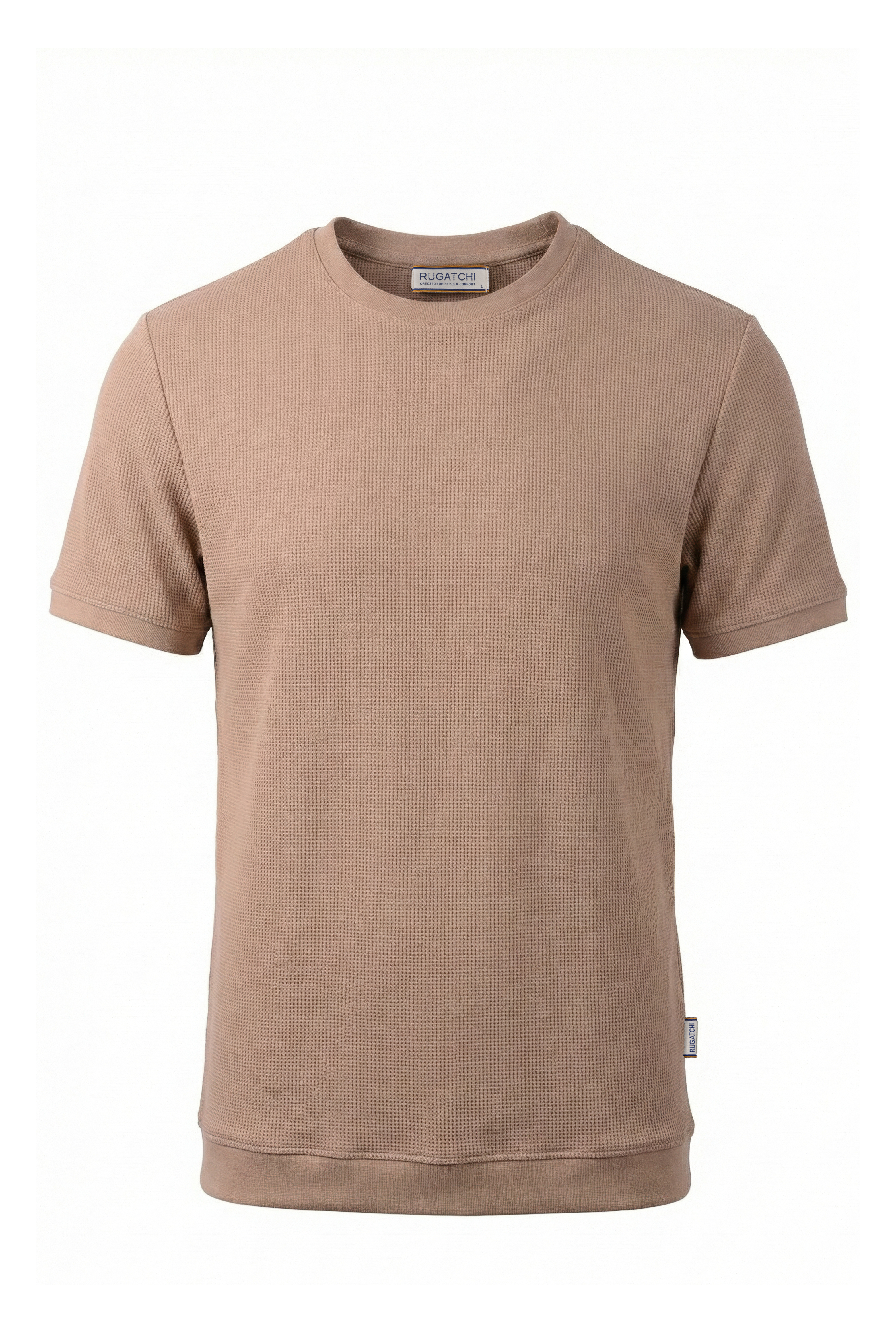 Erkek Waffle Dokulu Bisiklet Yaka Tişört