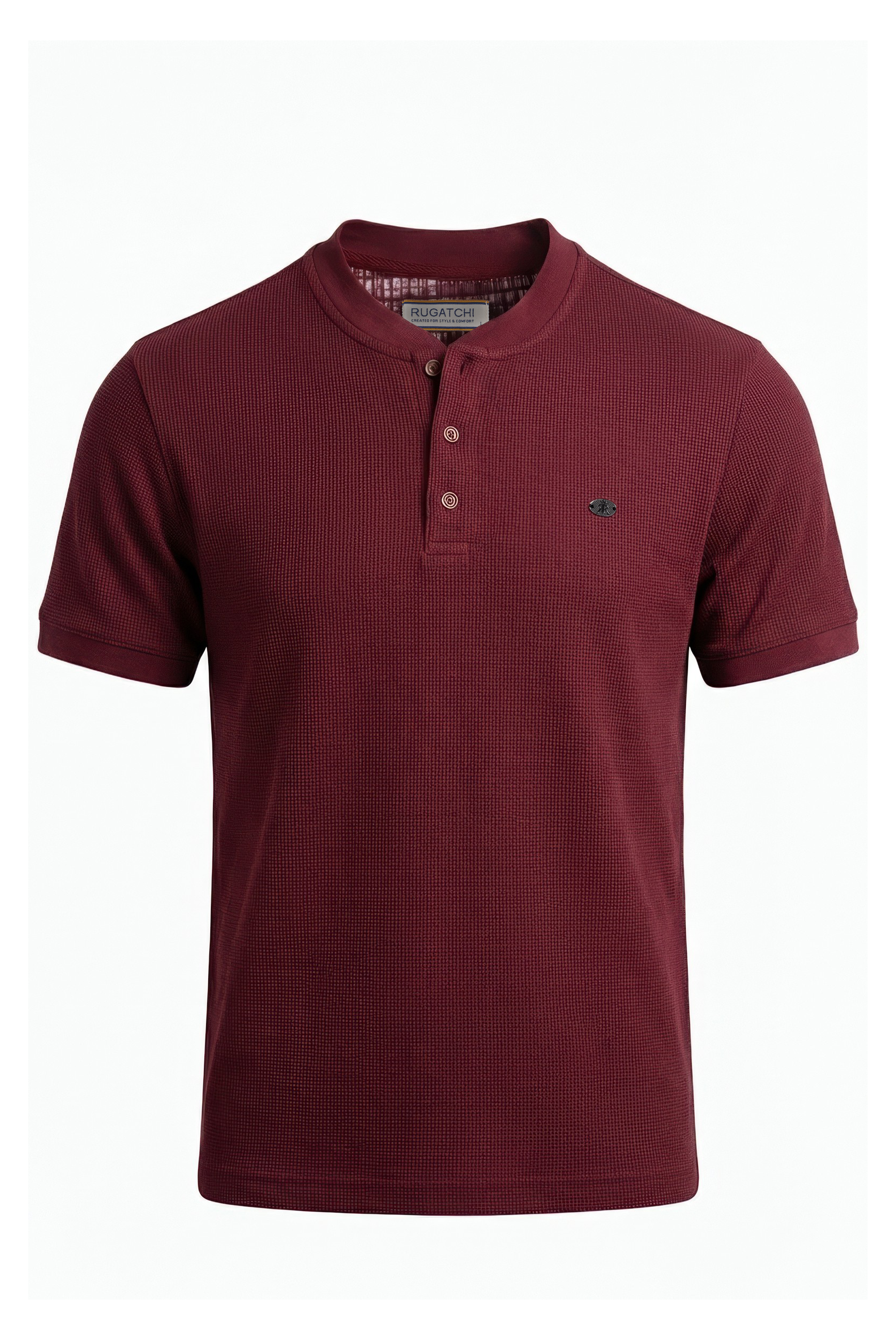 Erkek Waffle Dokulu Kolej Yaka Tişört