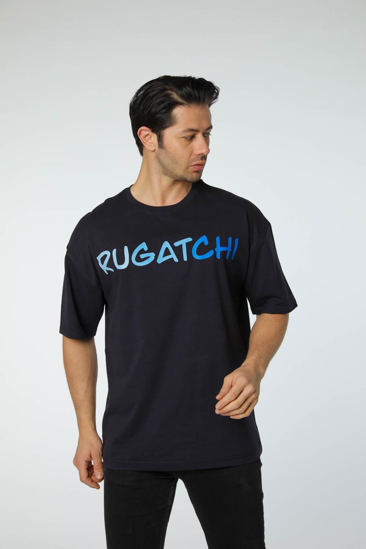 Baskılı Oversize Bisiklet Yaka T-Shirt