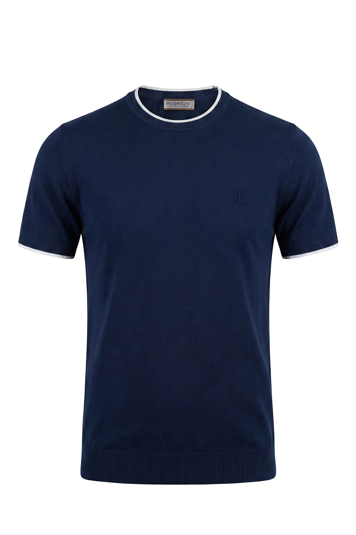 Erkek Nakış Detaylı Bisiklet Yaka Tişört