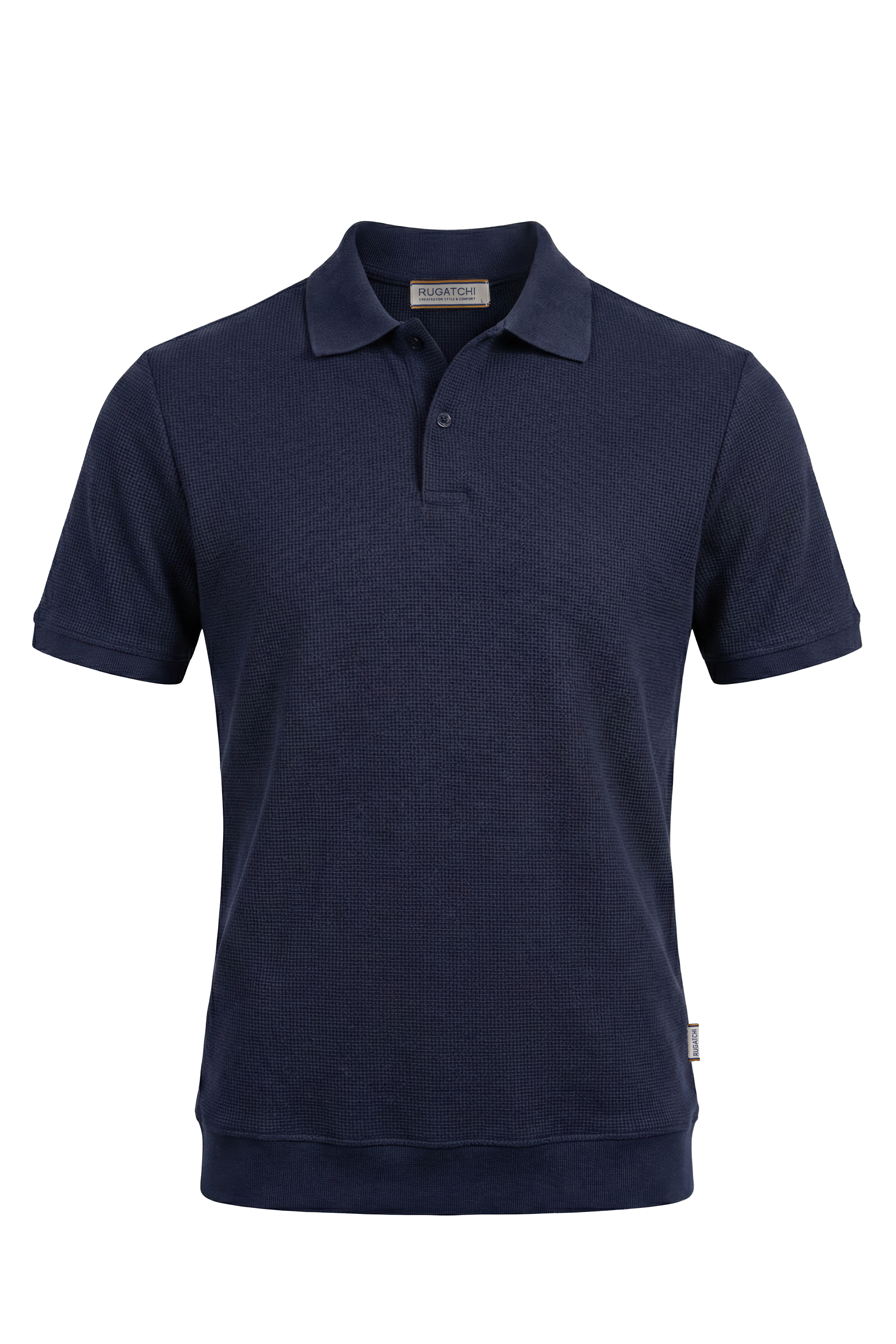 Erkek Waffle Dokulu Esnek Polo Tişört